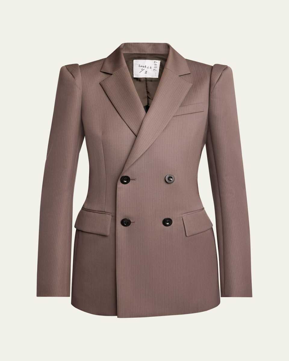Hybrid Double-Breasted Pleated Back Blazer